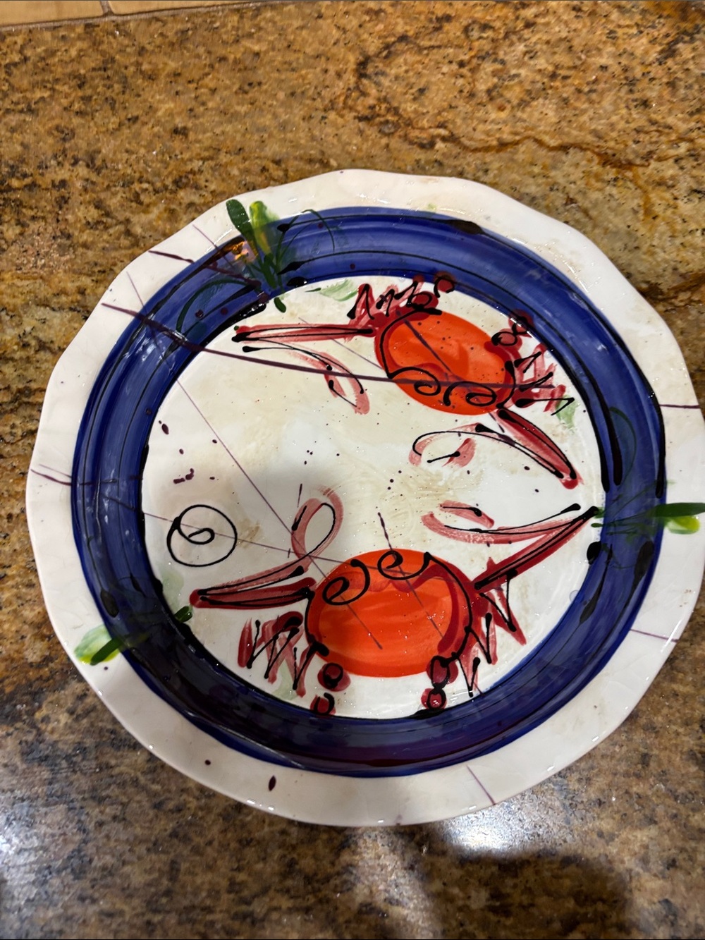 Donna Toohey Hand Painted Crab Dish
